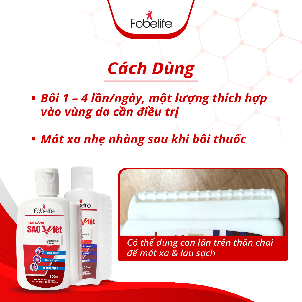 Dầu Nóng Sao Việt Fobelife Xoa Bóp Bong Gân, Đau Nhức Xương Khớp - Chai 60/100ml