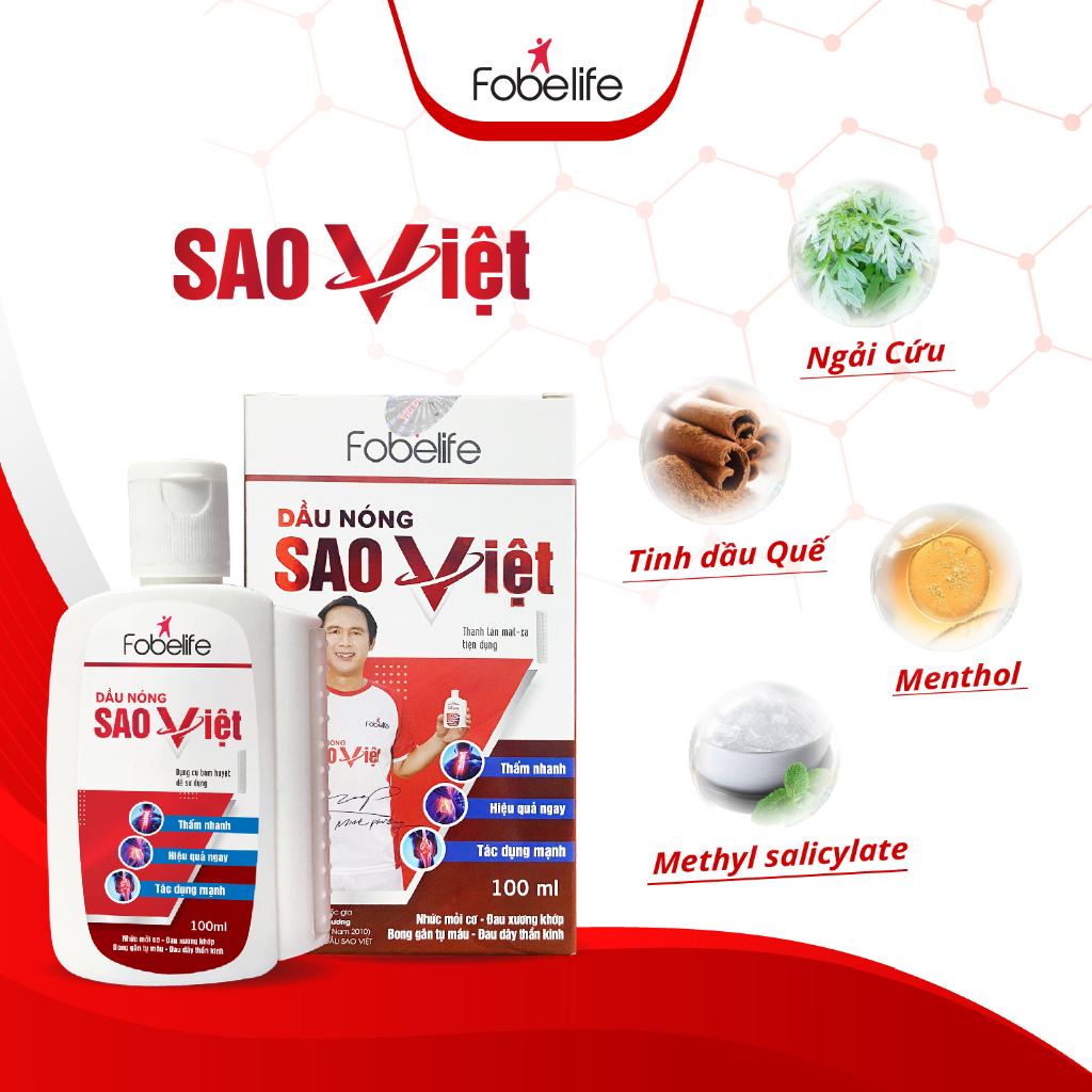Dầu Nóng Sao Việt Fobelife Xoa Bóp Bong Gân, Đau Nhức Xương Khớp - Chai 60/100ml