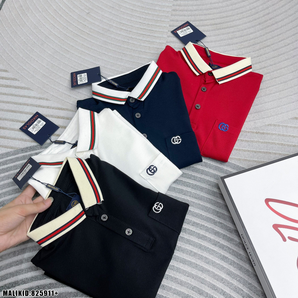 Áo Polo Ngắn Tay 3 Màu Đỏ, Đen, Trắng Phối Viền Cổ Chất Vải 100% Coton Thoáng Mát - Herokids