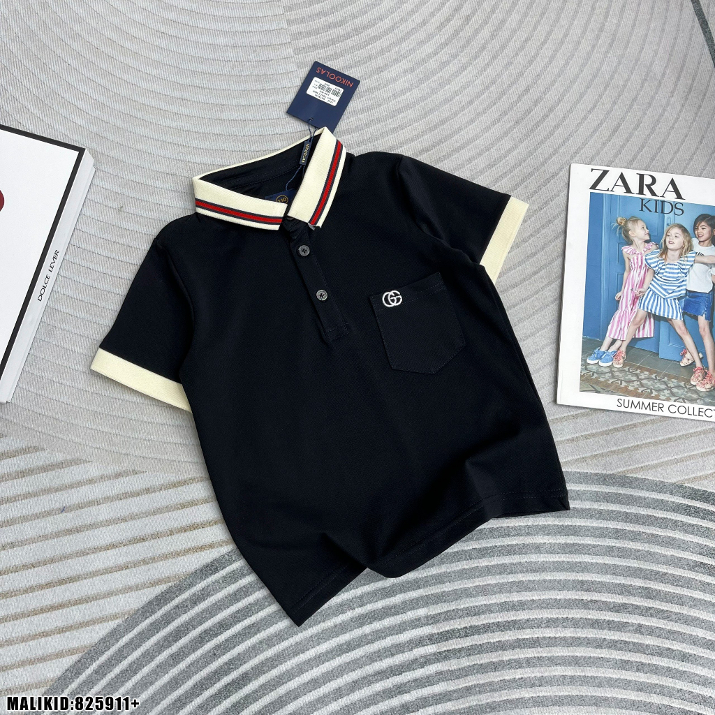 Áo Polo Ngắn Tay 3 Màu Đỏ, Đen, Trắng Phối Viền Cổ Chất Vải 100% Coton Thoáng Mát - Herokids