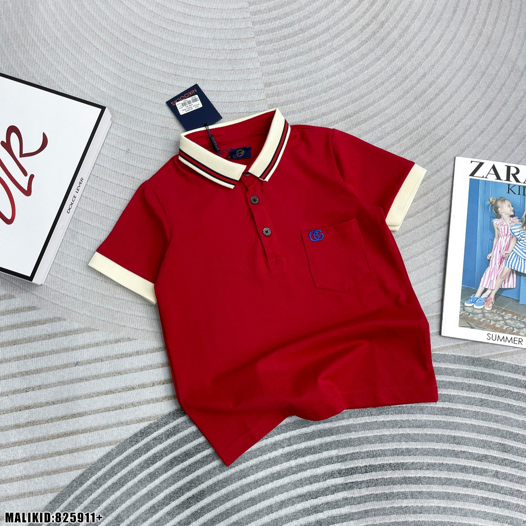 Áo Polo Ngắn Tay 3 Màu Đỏ, Đen, Trắng Phối Viền Cổ Chất Vải 100% Coton Thoáng Mát - Herokids