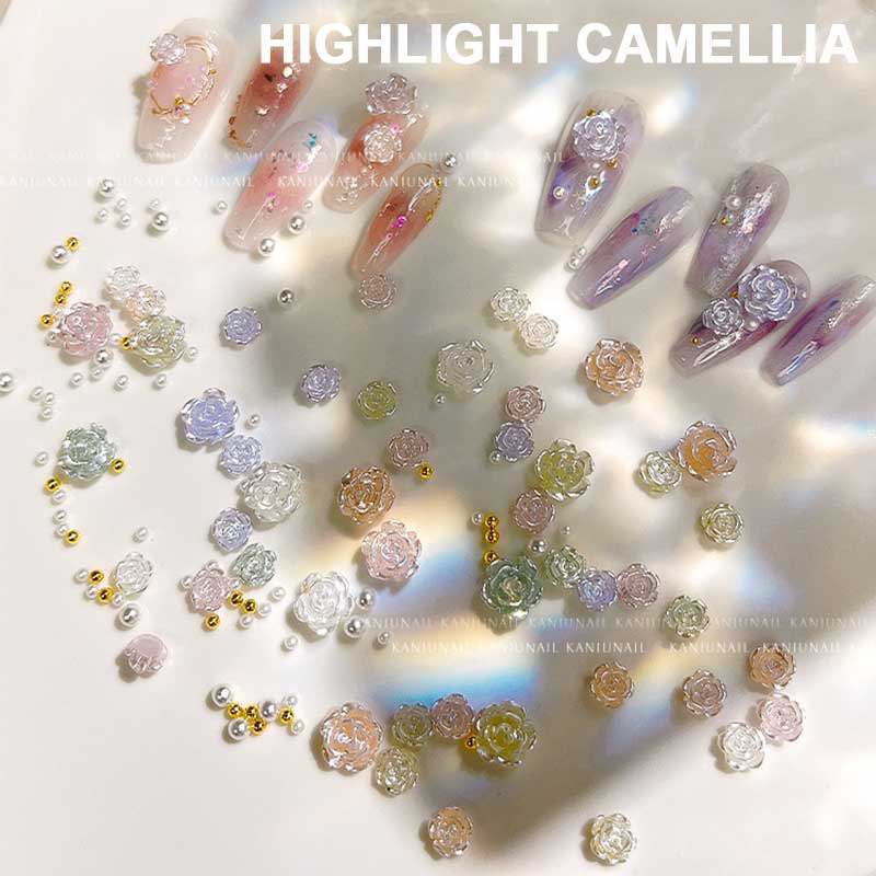 Set 50 Charm Hoa Hồng Mix Màu Trang Trí Móng Tay