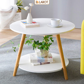 Bàn trà sofa 2 tầng, bàn cafe chân gỗ sồi phong cách Nordic phòng khách- LP54