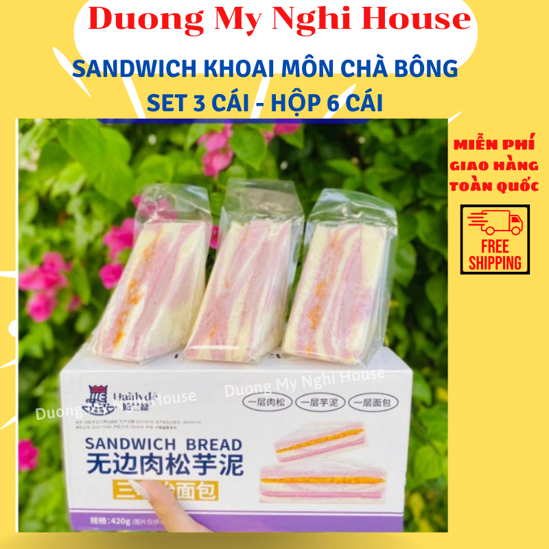Sandwich khoai môn chà bông hộp 6 cái DMN House, bánh mì sandwich khoai môn siêu ngon thơm béo D745T
