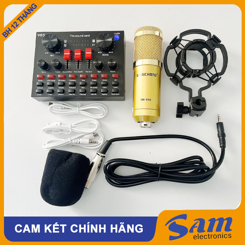 Combo thu âm livestream V8s và BM900 live fb bigo, tiktok, youtobe, ...