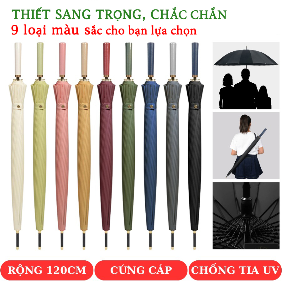 Ô dù 24 nan KAW bản cao cấp siêu to, siêu cứng tán 120cm, ô đi mưa, nắng chống tia UV