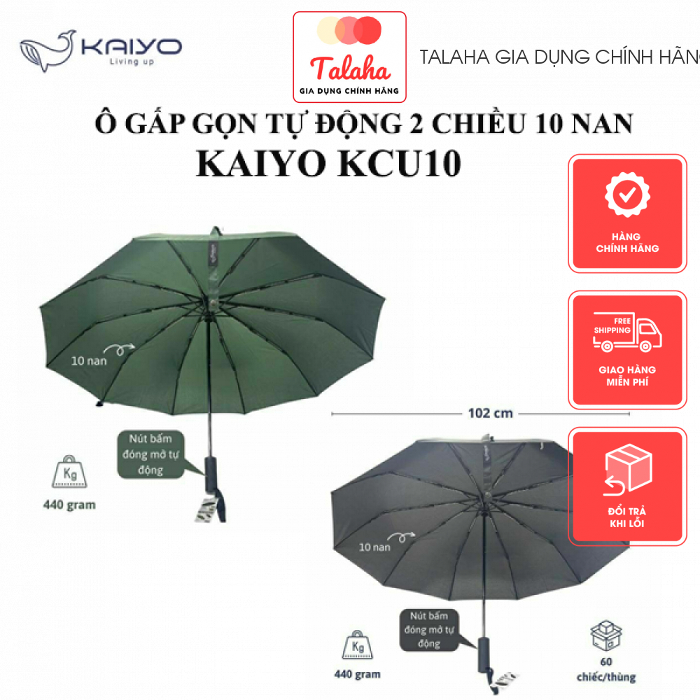 Ô gấp gọn tự động hai chiều 10 nan  Kaiyo KCU10 thương hiệu nhật - hàng chính hãng - TALAHA