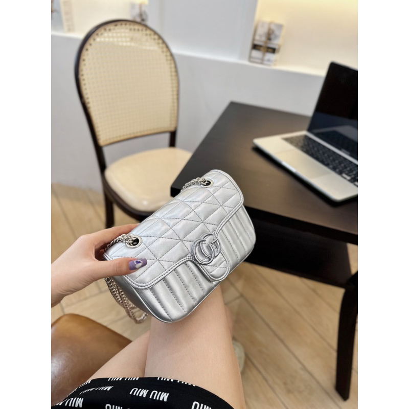 Túi GC dây xích gân sọc đủ 4 màu da xịn sz 20