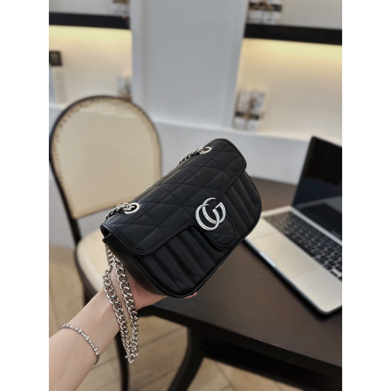 Túi GC dây xích gân sọc đủ 4 màu da xịn sz 20