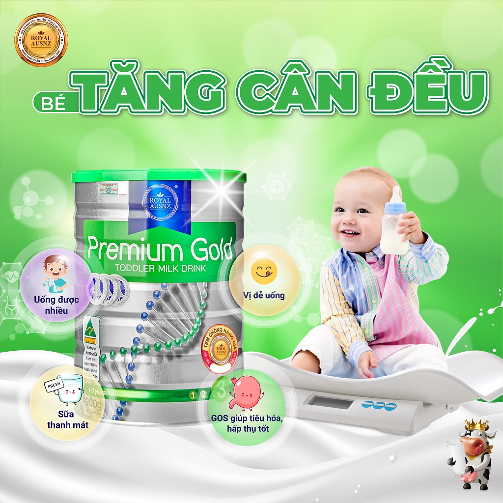 Sữa Bột Hoàng Gia Úc ROYAL AUSNZ Premium Gold Số 3 Bổ Sung Vitamin, Khoáng Chất Cho Trẻ 900g