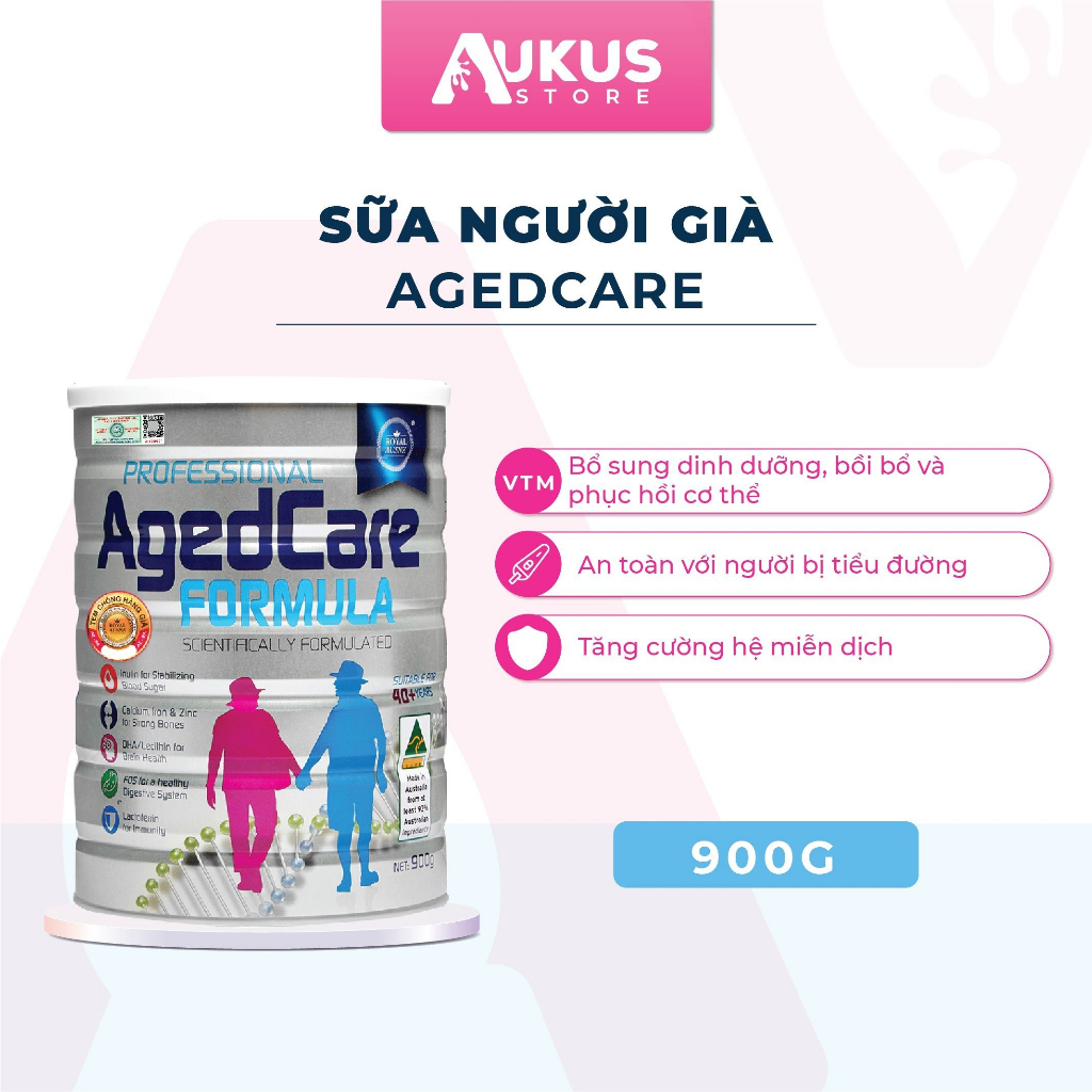 Sữa Bột Người Già Royal AUSNZ Aged Care Formula Giảm Mỡ Máu, Ngừa Loãng Xương Cho Người Trên 40 Tuổi Hộp 900g