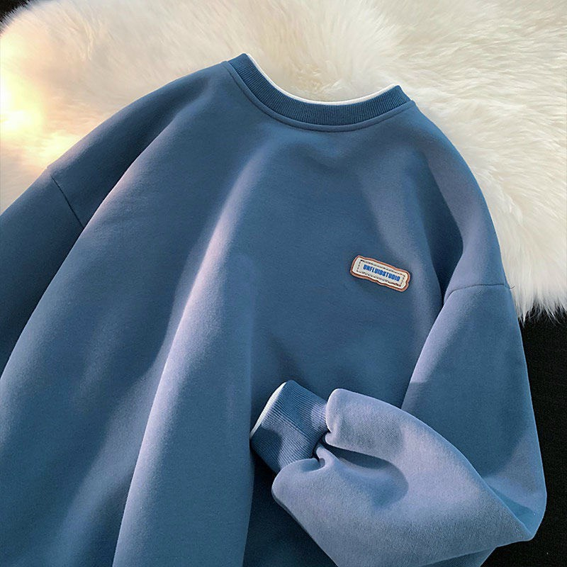 Áo nỉ nam nữ thu đông sweater cổ tròn from rộng thêu logo cao cấp phong cách idol Hàn Quốc