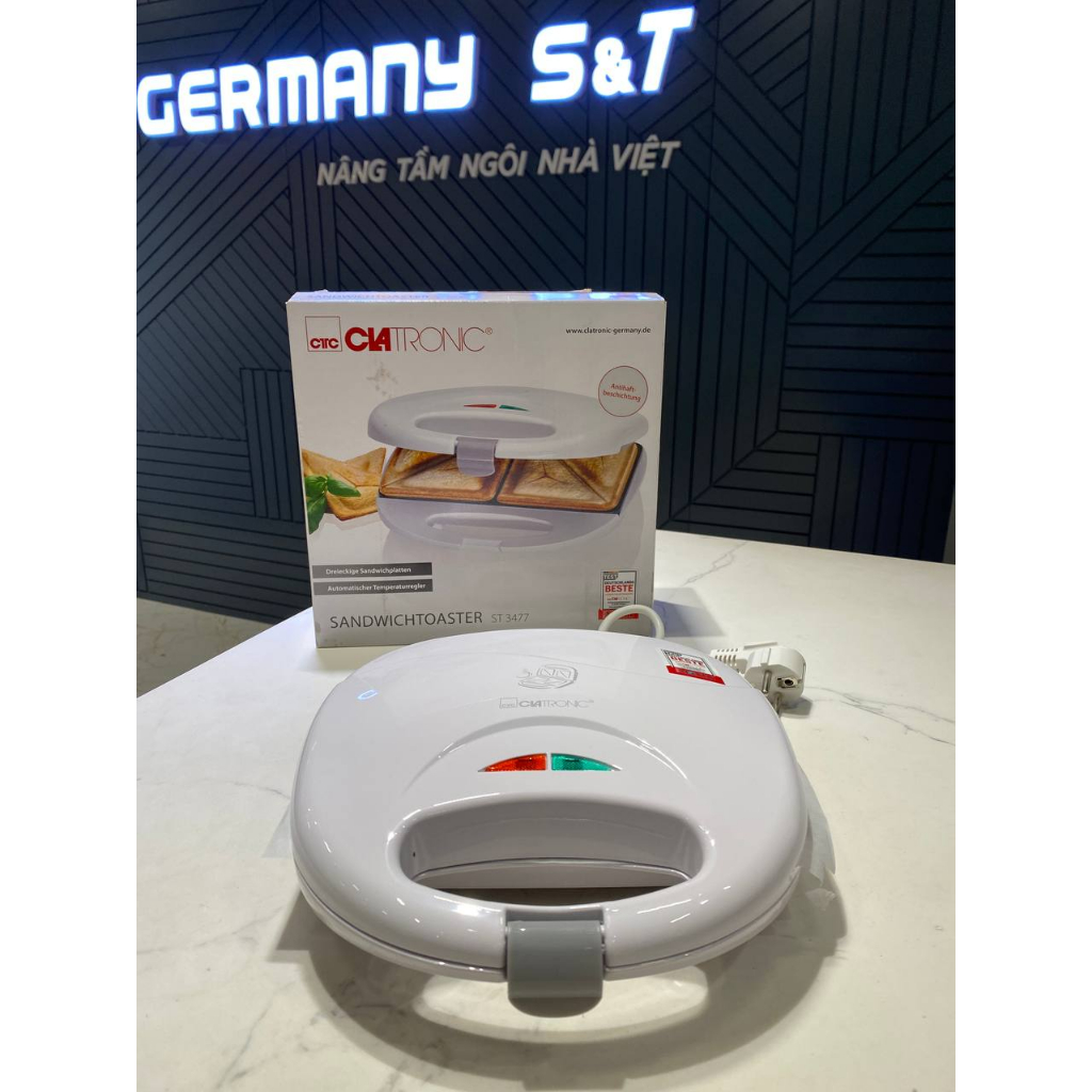 Máy nướng bánh mì sandwich Clatronic ST3477 nội địa Đức, máy làm bánh hotdog công suất 750W GermanySnT