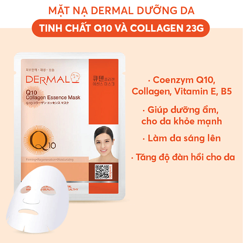 [MUA 10 TẶNG THÊM 3 MIẾNG] Mặt nạ Dermal dưỡng da tinh chất Q10 và collagen 23g