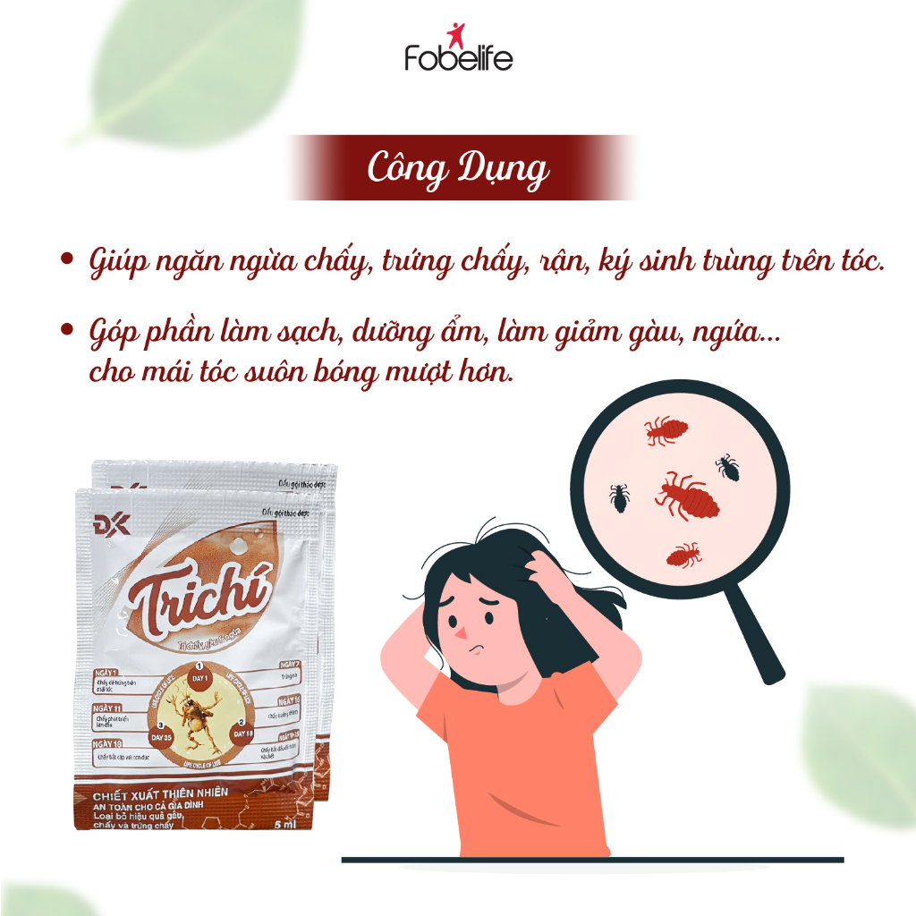 Dầu Gội Thảo Dược Trichi ĐK Diệt Chấy, Diệt Trứng Chấy - Gói 5ml