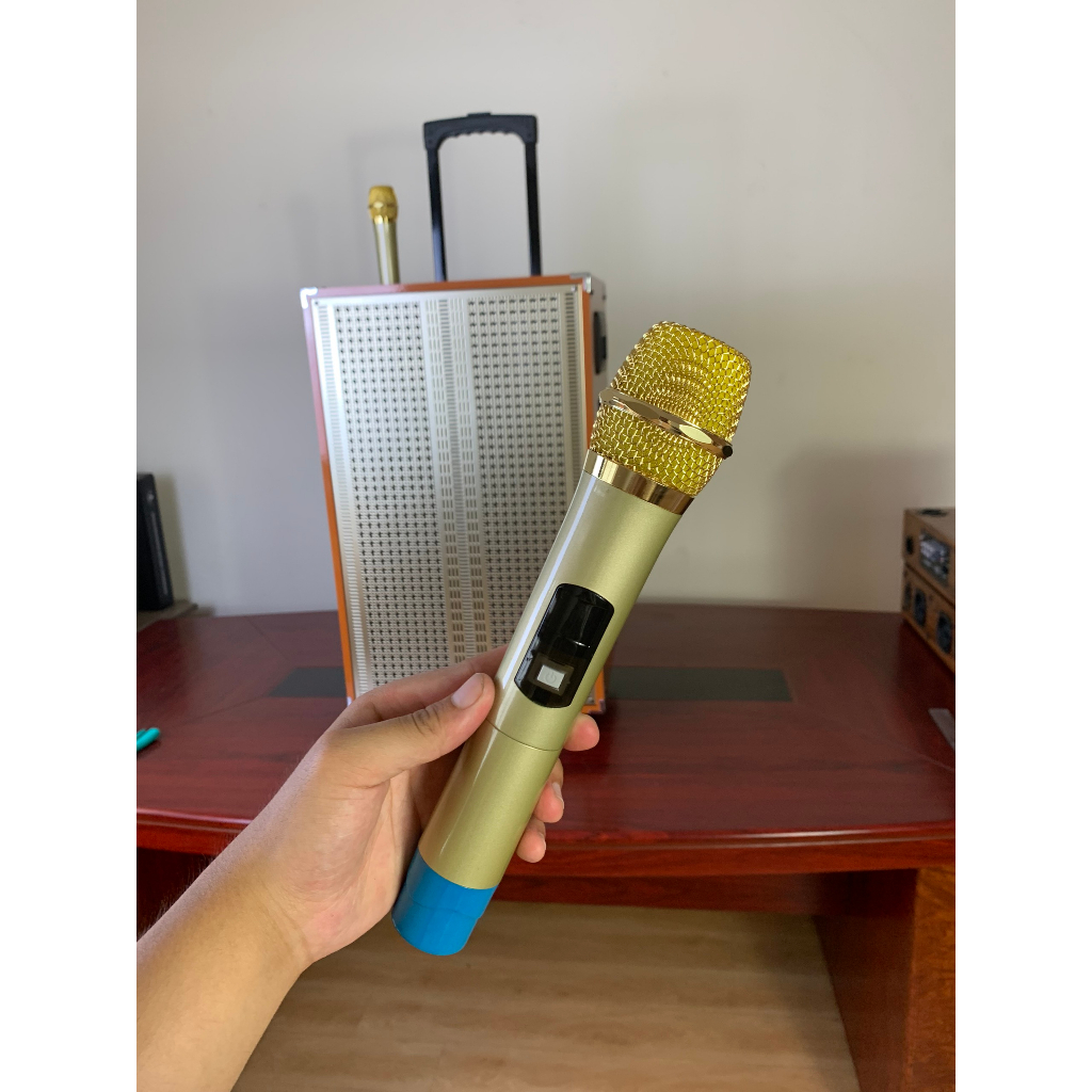 Loa kéo Karaoke Bluetooth ontekco 1202: Bass 30,  kèm 2 micro GOLD không dây chống hú cao cấp loa karaoke hát hay nhẹ