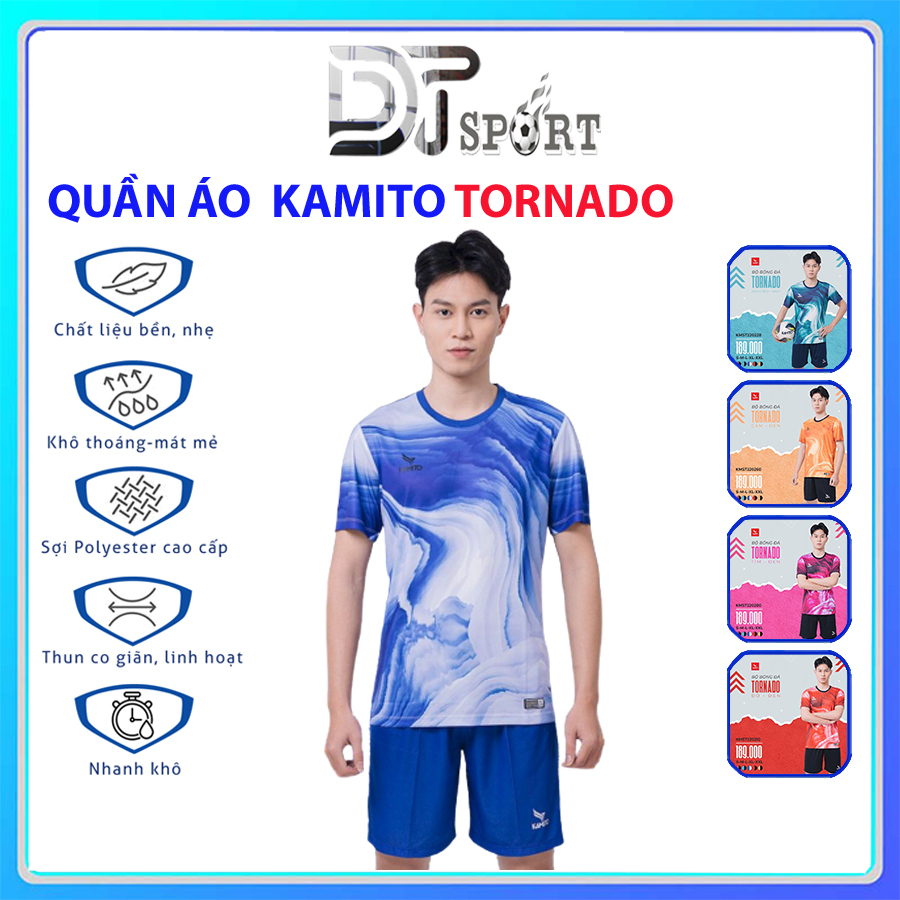 Bộ Quần Áo Bóng Đá Kamito Tornado ,Đồ Thể Thao Đá Banh Chất Vải Mềm Mại Co Giãn 4 Chiều Chính Hãng