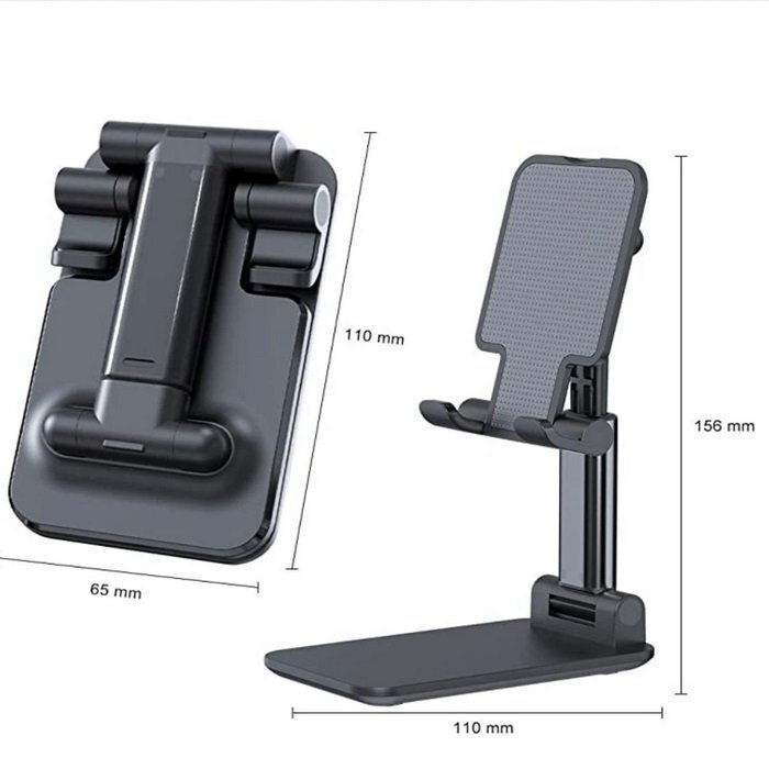 Giá Đỡ Điện Thoại Máy Tính Bảng Gấp Gọn Đen, Livestream, Học Online, Để Bàn Quay Phim Ghi Hình Đa Năng - Paolu