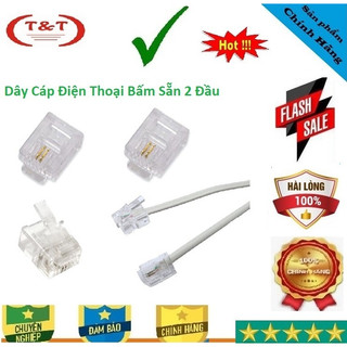 Dây Line Cáp Điện Thoại Bấm Sẵn 2 Đầu Loại 1M - 3M - 5M - 10M , Dây Tròn 4 Lõi