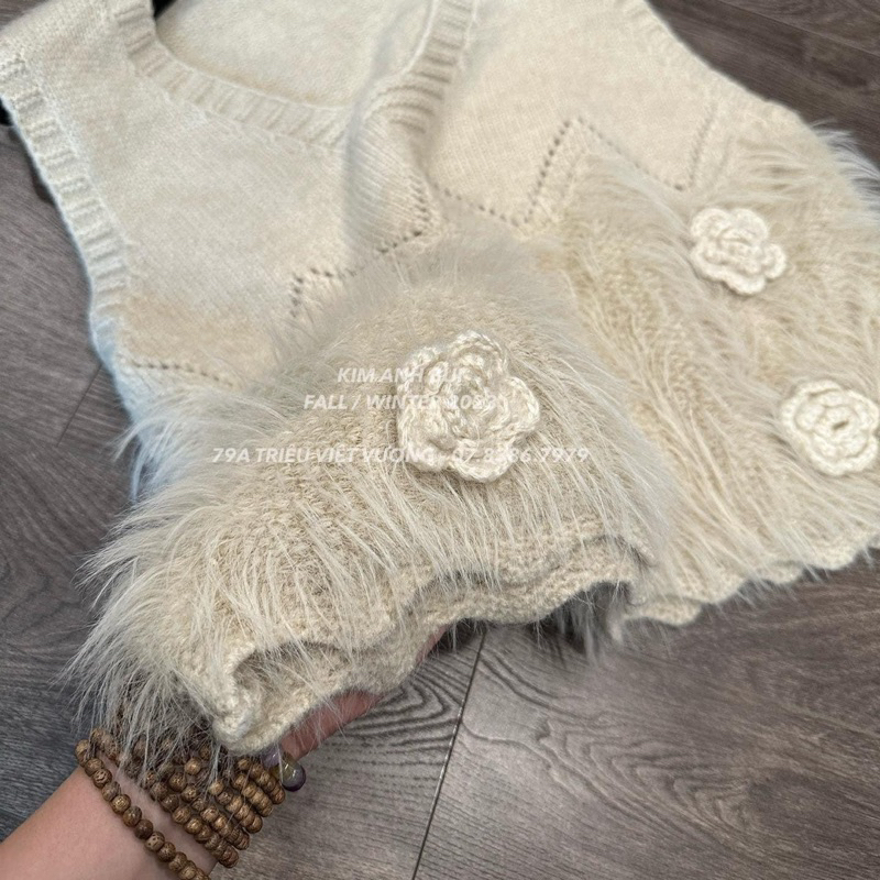 Áo Gile Len Pha Lông Đính Hoa Nổi
