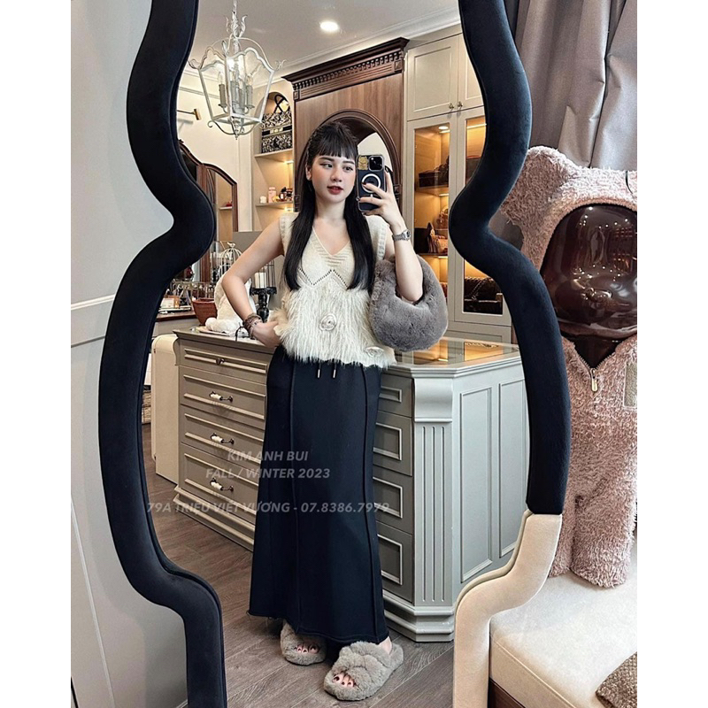 Áo Gile Len Pha Lông Đính Hoa Nổi