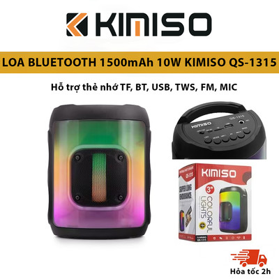 Loa Bluetooth mini để bàn KIMISO QS-1315 hiệu ứng đèn Led nháy theo điệu nhạc, âm thanh sống động