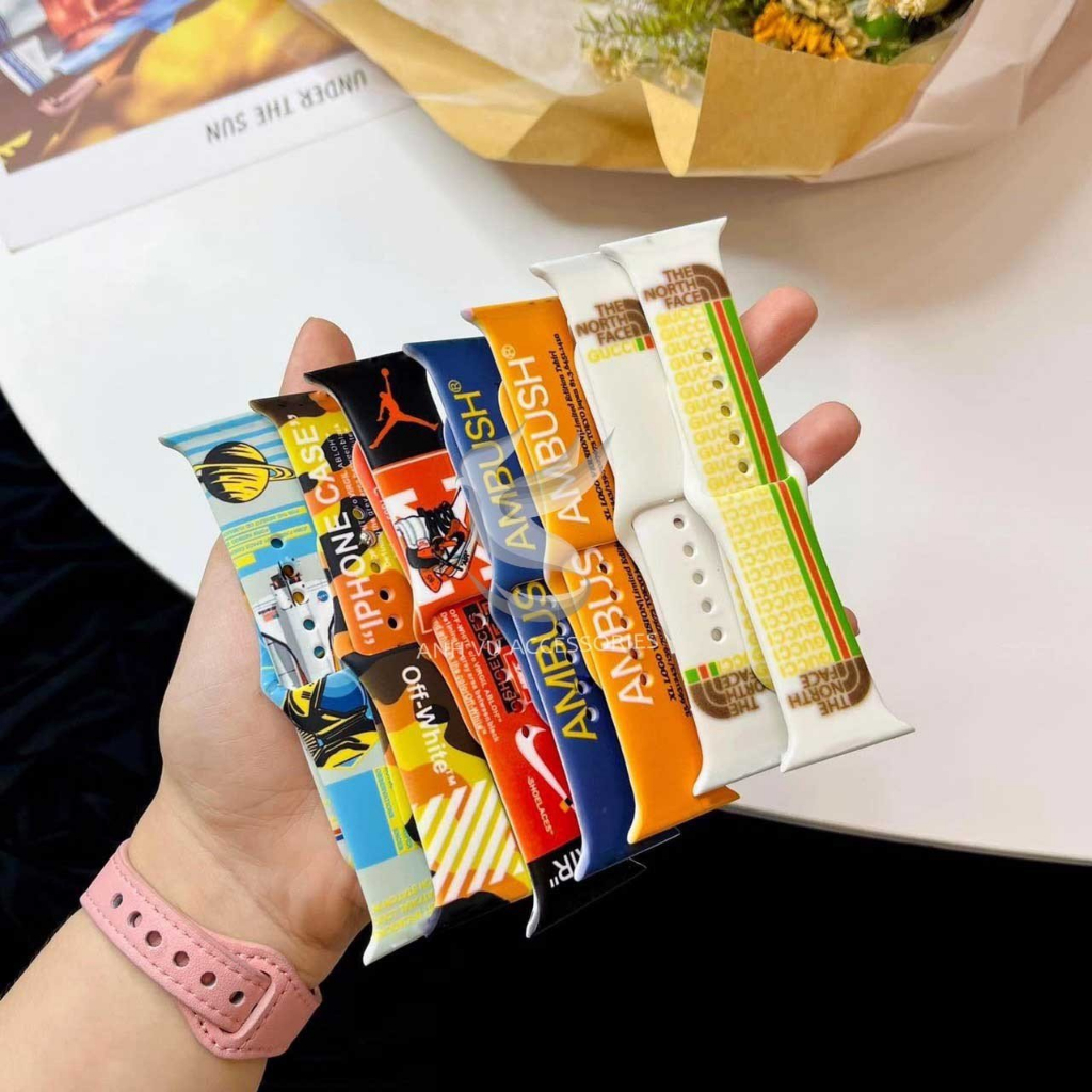 Dây Silicon họa tiết độc mới lạ cho Đồng hồ A.W 49mm 45mm 44mm 42mm 41mm 40mm 38mm