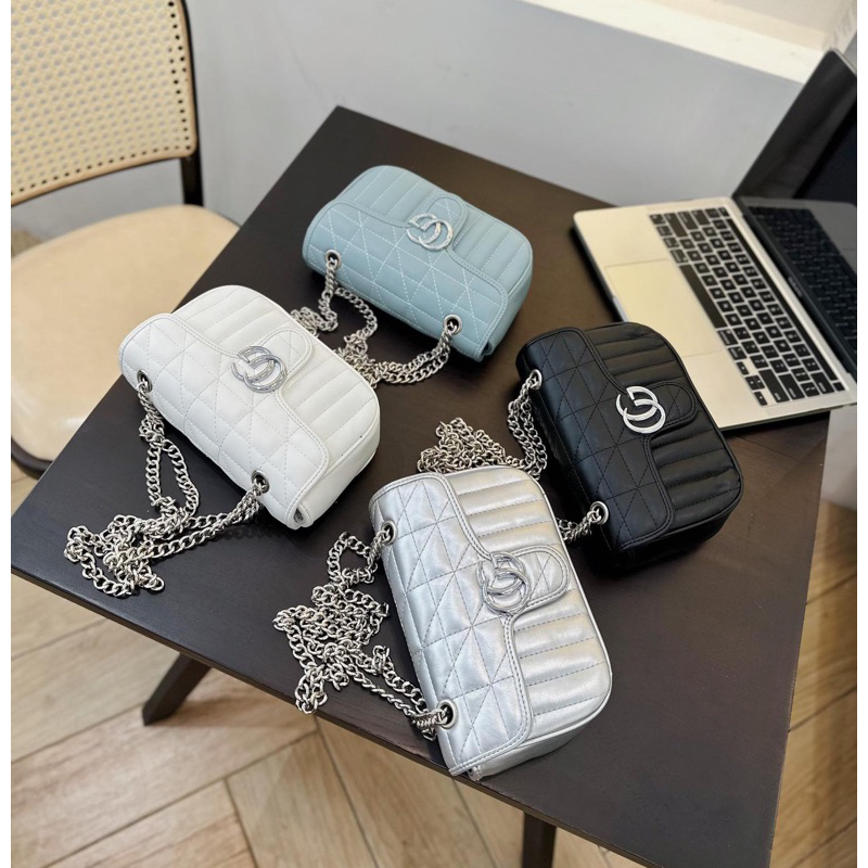 Túi GC dây xích gân sọc đủ 4 màu da xịn sz 20