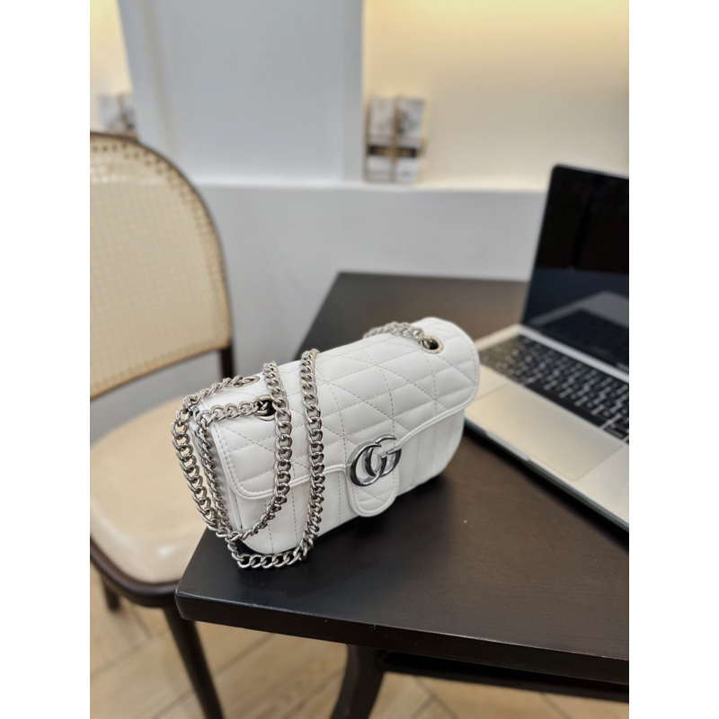 Túi GC dây xích gân sọc đủ 4 màu da xịn sz 20