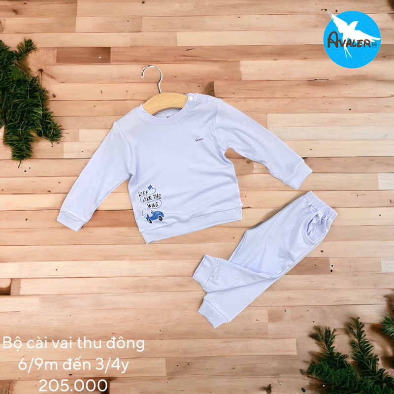 Bộ Avaler dài tay nỉ mềm chính hãng bé trai bé gái