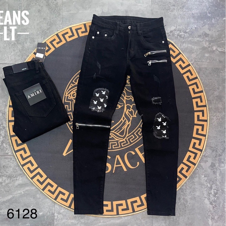 Quần jean nam mẫu mới phối 3 khoá kéo phong cách thời trang vải dày dặn