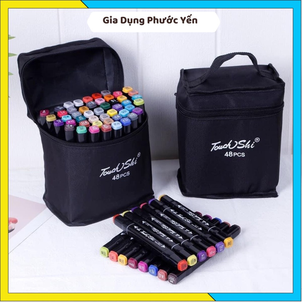 Bút màu dạ marker 48 80 cây màu Touch tặng kèm túi
