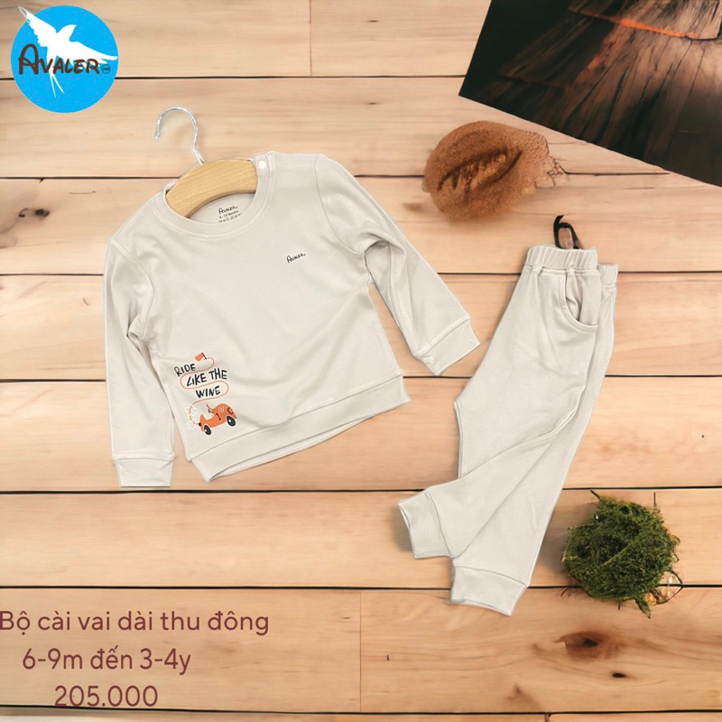 Bộ Avaler dài tay nỉ mềm chính hãng bé trai bé gái