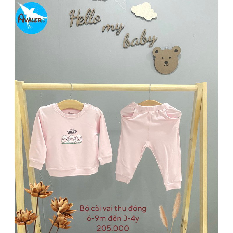 Bộ Avaler dài tay nỉ mềm chính hãng bé trai bé gái