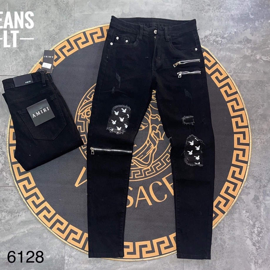 Quần jean nam mẫu mới phối 3 khoá kéo phong cách thời trang vải dày dặn