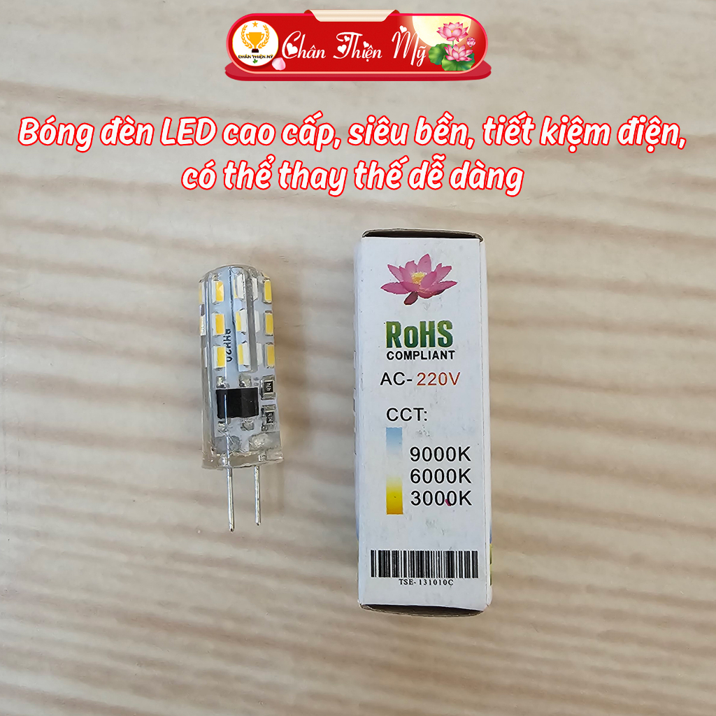 Đèn Để Bàn Thờ Hoa Sen 3 Bông Khung Hợp Kim Cao Cấp Kèm Led Siêu Sáng CHÂN THIỆN MỸ, Đồ Trang Trí Bàn Thờ