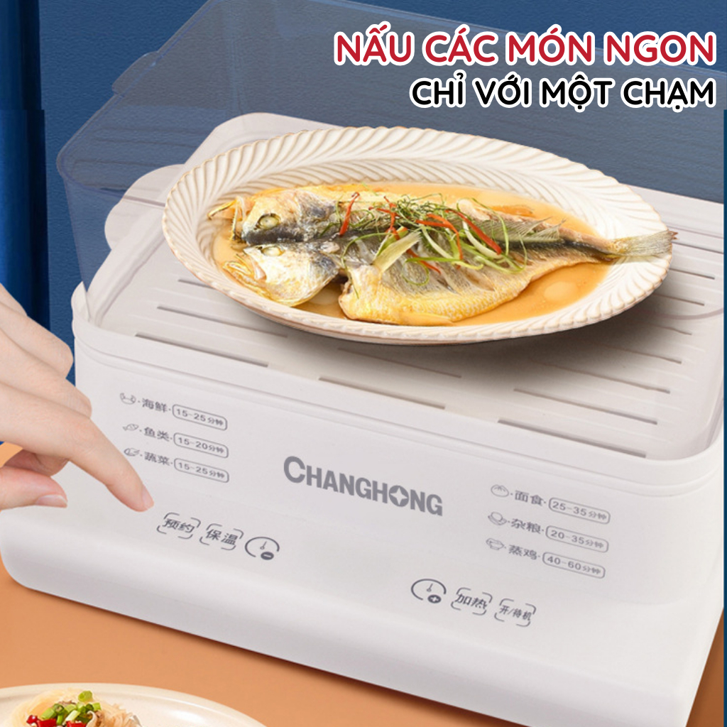 Nồi Hấp Điện Đa Năng Changhong 3 Tầng 36L, Nồi Hấp Gà Nguyên Con Bảo Hành 12 Tháng