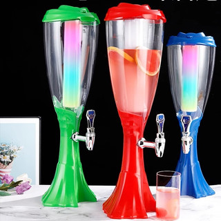 Tháp Bia HC18 (Bình Đựng Bia) 3 Lít Hình Ly Có Đèn Led Nhiều Màu Lõi đá giữ lạnh Full box