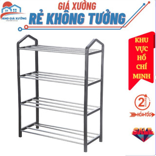  Kệ Để Giày Dép 4 Tầng Khung Nhựa 16 Cây Inox Không Gỉ, Kệ Để Sách Vật Dụng Trang Trí Phòng Khách Đa Năng