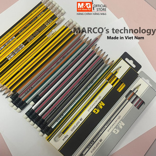 Combo 12 cây bút chì gỗ 2B chất lượng công nghệ từ chì Marco sản xuất tại Việt Nam