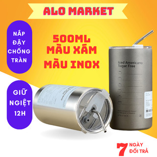 Cốc giữ nhiệt 600ml tặng kèm ống hút inox 304 có nắp đậy kín giữ nhiệt đến 8 giờ cao cấp