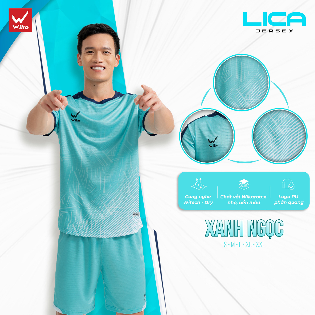 Bộ Quần Áo Đá Bóng Wika Lica Kết Cấu Vải Mềm Mịn, Thoáng Thí Thấm Hút Tốt