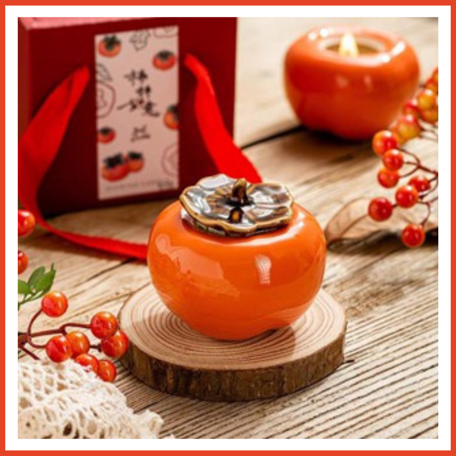 [có sẵn] Hũ đựng trà bằng sứ, Quả hồng sứ hottrend đựng hạt, gia vị nắp kín tiện lợi, quà tặng ý nghĩa