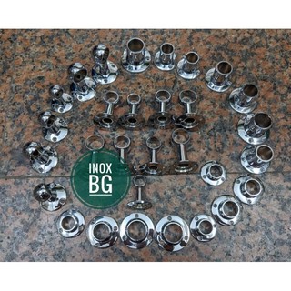 (1 đôi) Chân đỡ ống Inox, bát đỡ ống Inox loại dày cao cấp nhất, bát đỡ thanh Inox lắp rèm