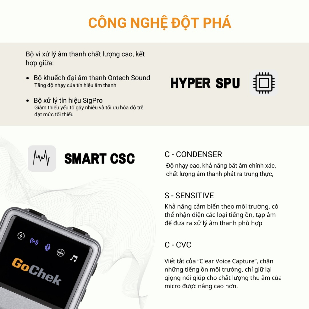 Micro thu âm không dây Gochek A Ultra Plus/ B Ultra Plus - Micro ghi âm không dây dành cho điện thoại, máy ảnh