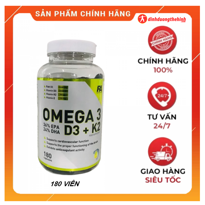 Viên uống FA Omega 3 D3 K2 180 Viên, Vitamin E chính hãng giá tốt nhất thị trường