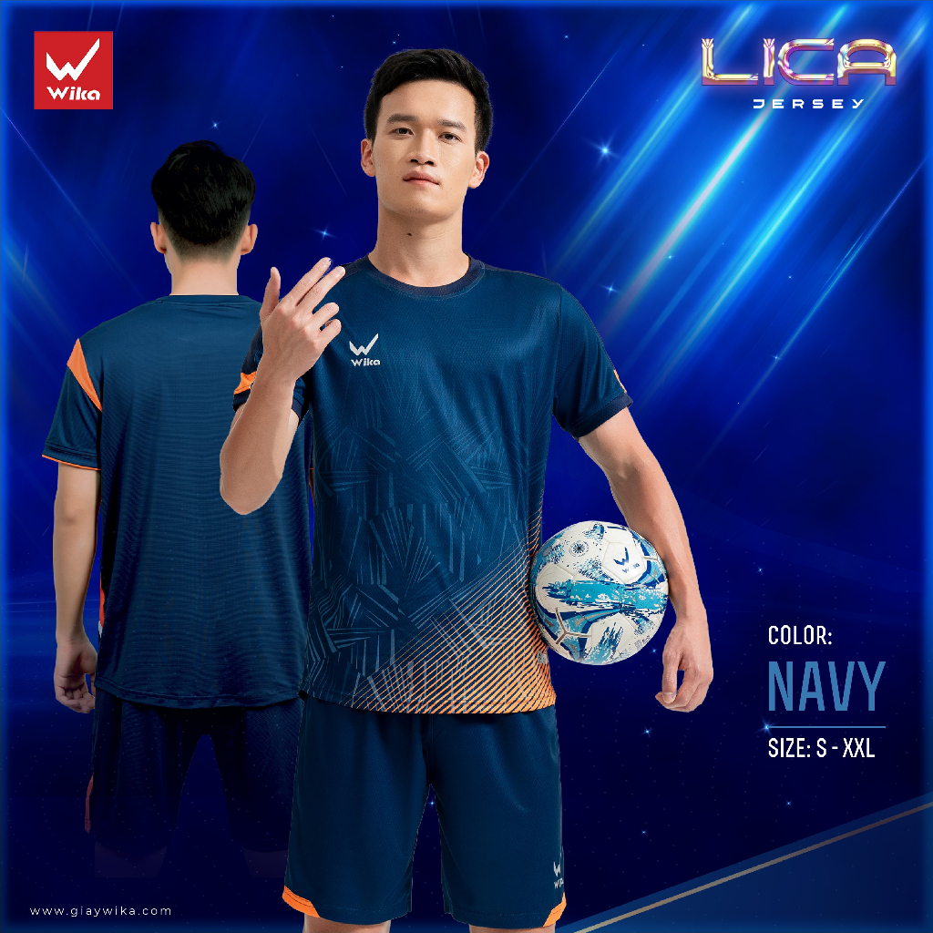 Bộ Quần Áo Đá Bóng Wika Lica Kết Cấu Vải Mềm Mịn, Thoáng Thí Thấm Hút Tốt