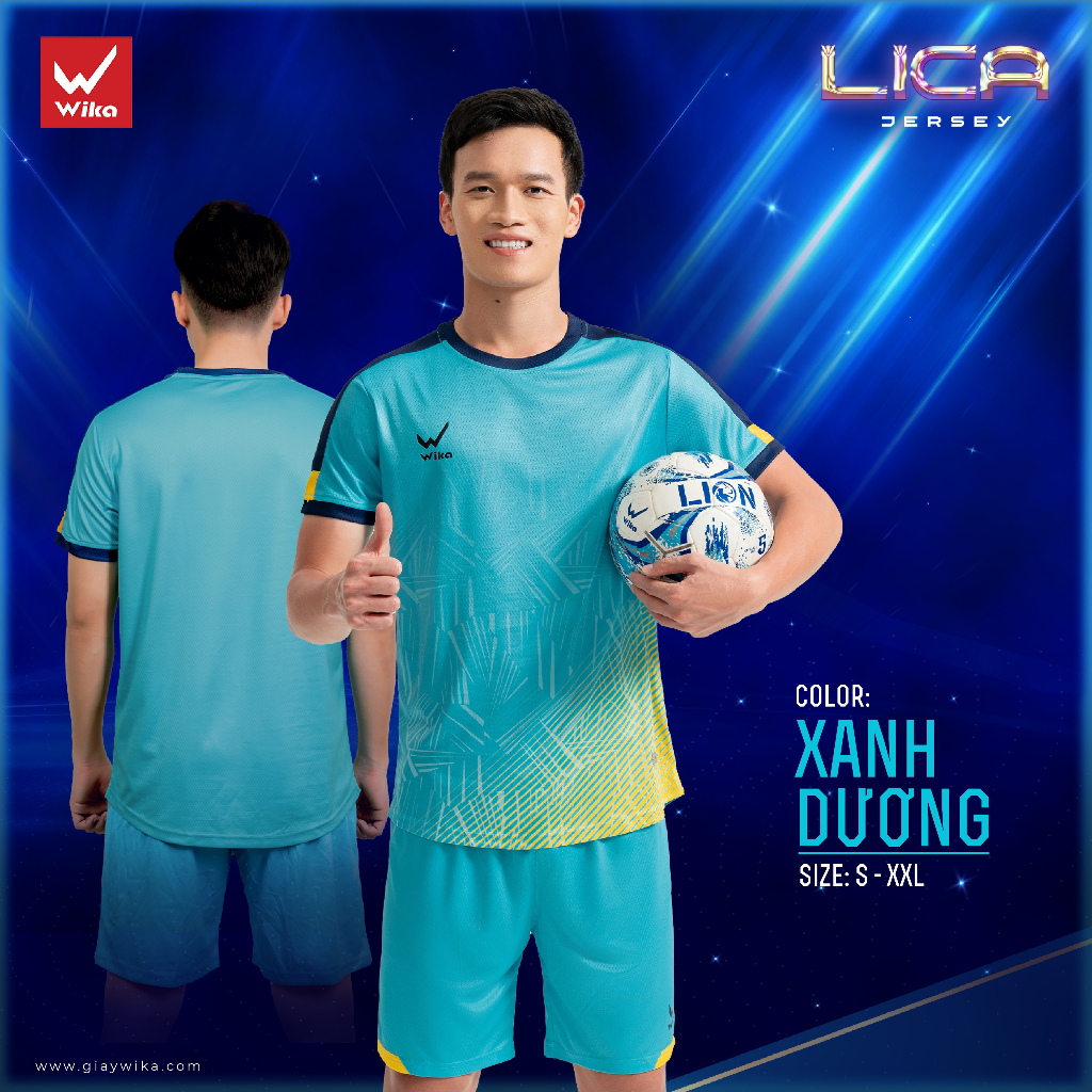 Bộ Quần Áo Đá Bóng Wika Lica Kết Cấu Vải Mềm Mịn, Thoáng Thí Thấm Hút Tốt