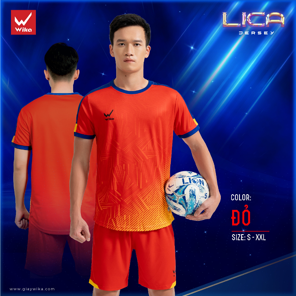 Bộ Quần Áo Đá Bóng Wika Lica Kết Cấu Vải Mềm Mịn, Thoáng Thí Thấm Hút Tốt