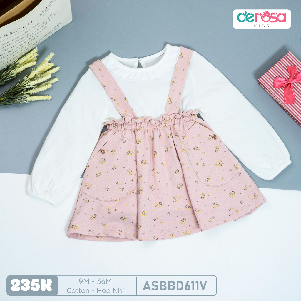 Bộ váy bé gái Derosa Kids cho bé từ 9 đến 36 tháng ASBBD611B